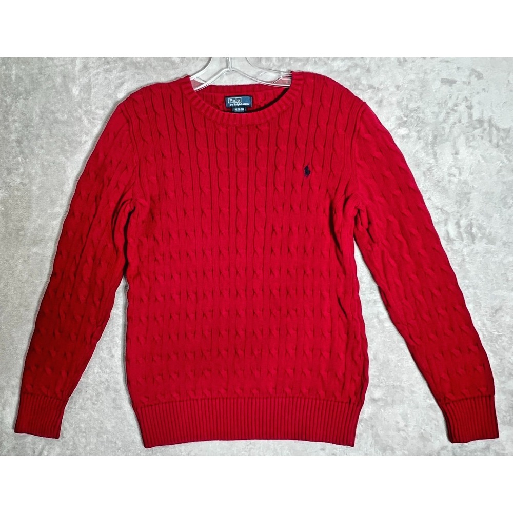 Polo by Ralph Lauren Red Cable-Knit Crew Sweater